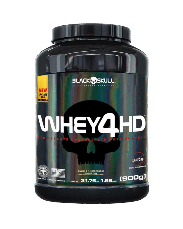 PROTEÍNA BLACK SKULL WHEY 4HD COM LACTASE BAUNILHA (900g)