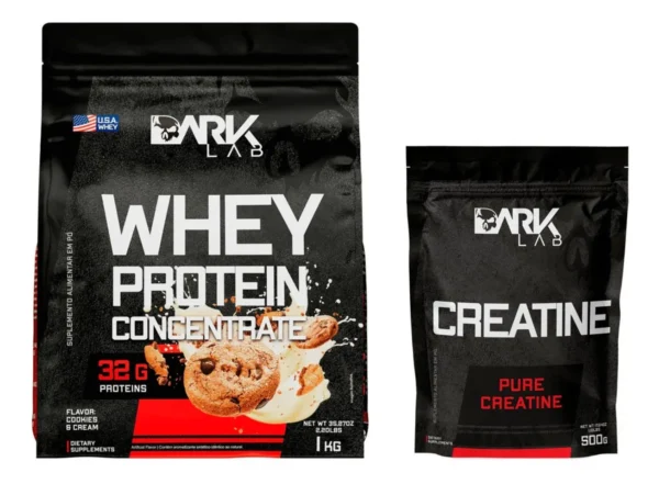 Whey Concentrado 1kg + Creatina Pura 500g Dark Lab Sabor Cookies