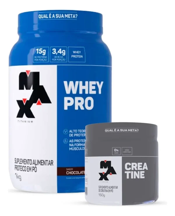 Combo Whey Pro 1kg E Creatina 150g Da Max Titanium